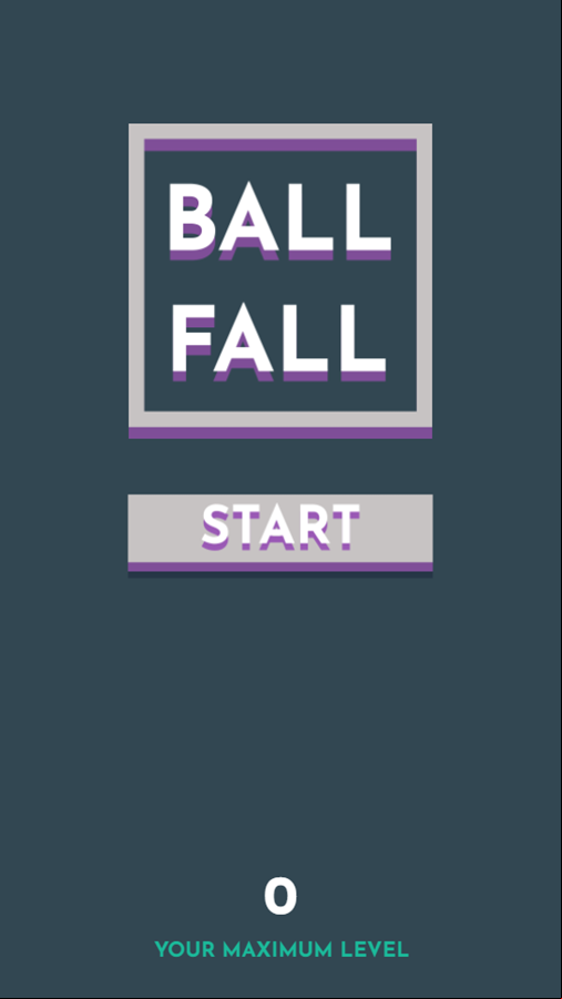 Ball Fall Game Welcome Screen Screenshot.