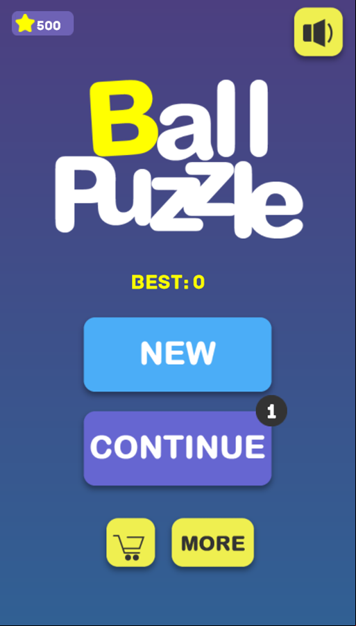 Ball Puzzle Game Welcome Screen Screenshot.