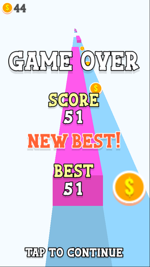 Ball Runner Game Over Screenshot.