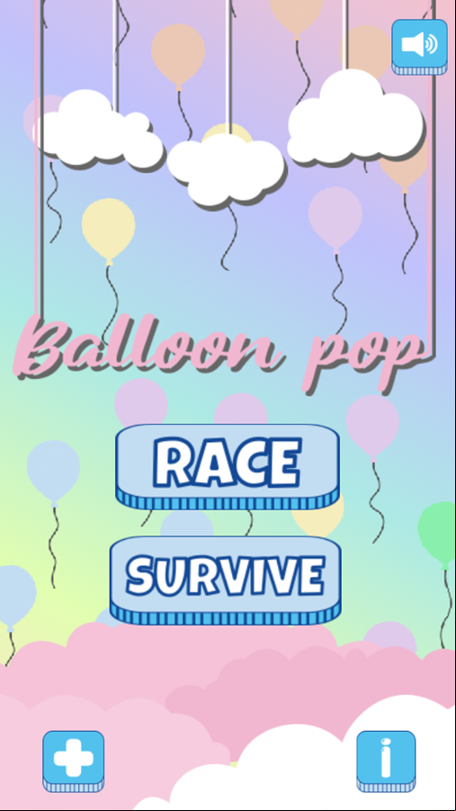 Balloon Pop Game Welcome Screen Screenshot.