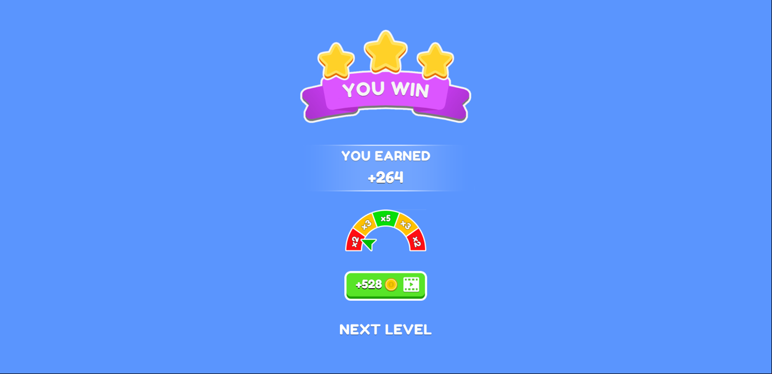Balloon Slicer Game Level Complete Screen Screenshot.