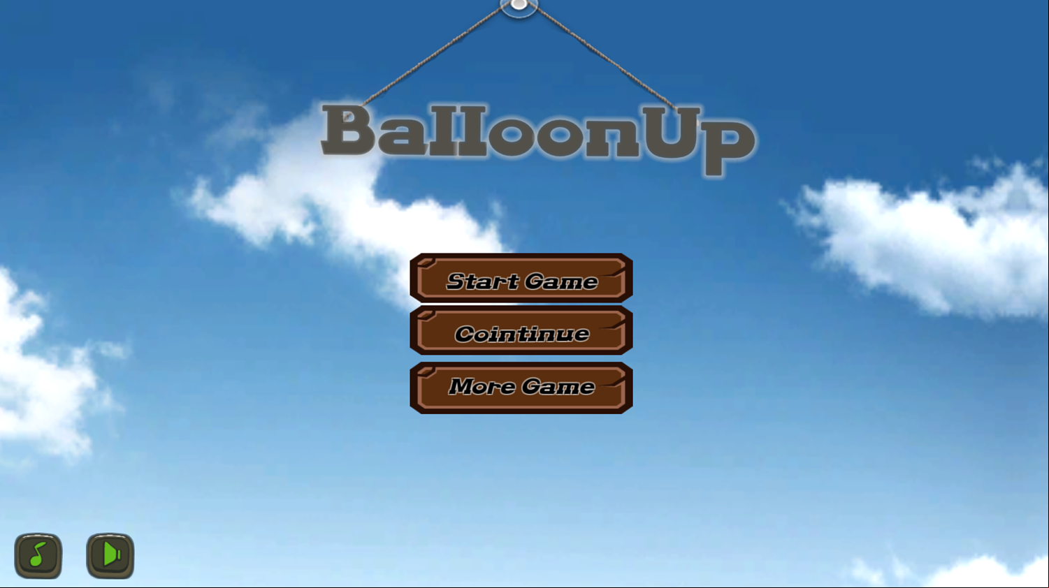 Balloon Up Game Welcome Screen Screenshot.