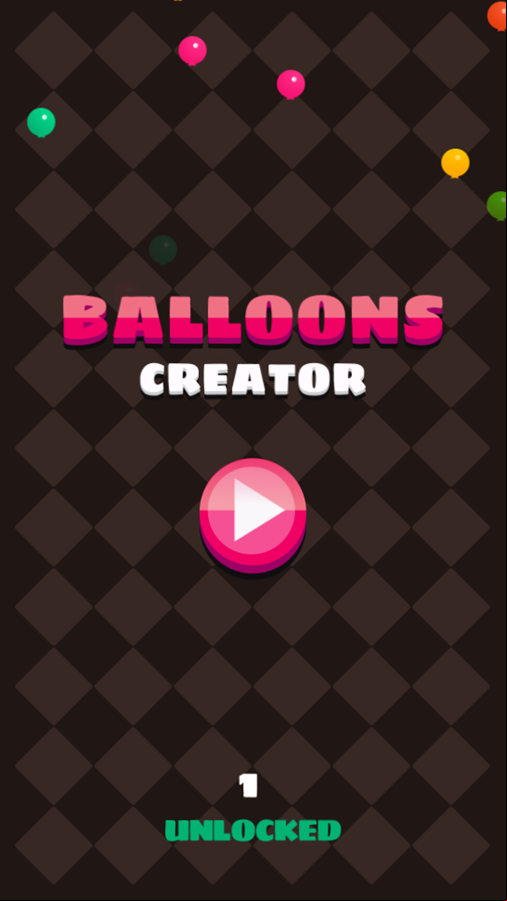 Balloons Creator Game Welcome Screen Screenshot.