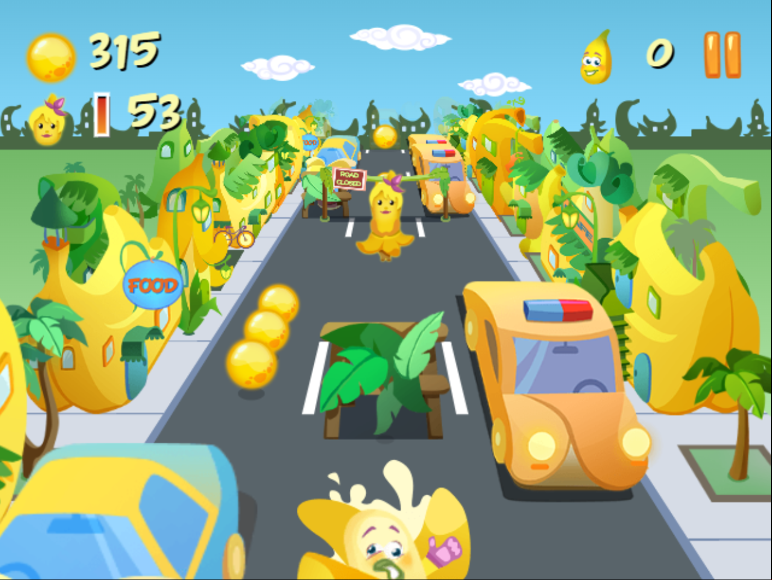 Banana Running Game Wipeout Screenshot.