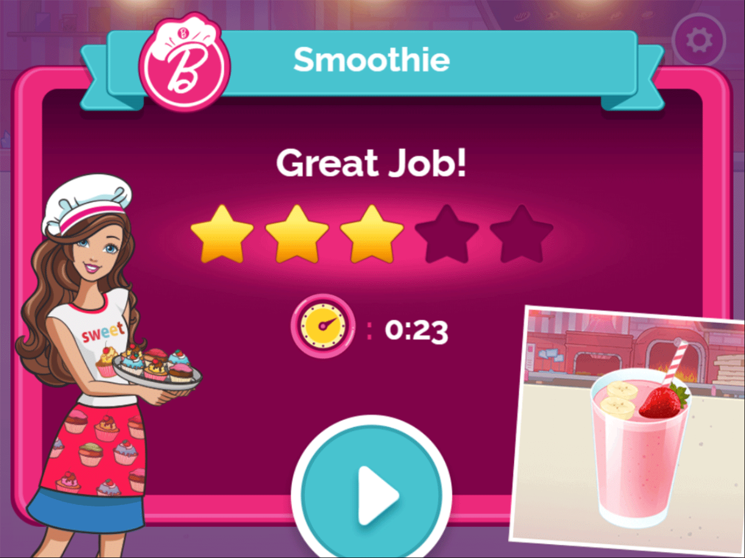 Barbie You Can Be a Chef Game Score Screenshot.
