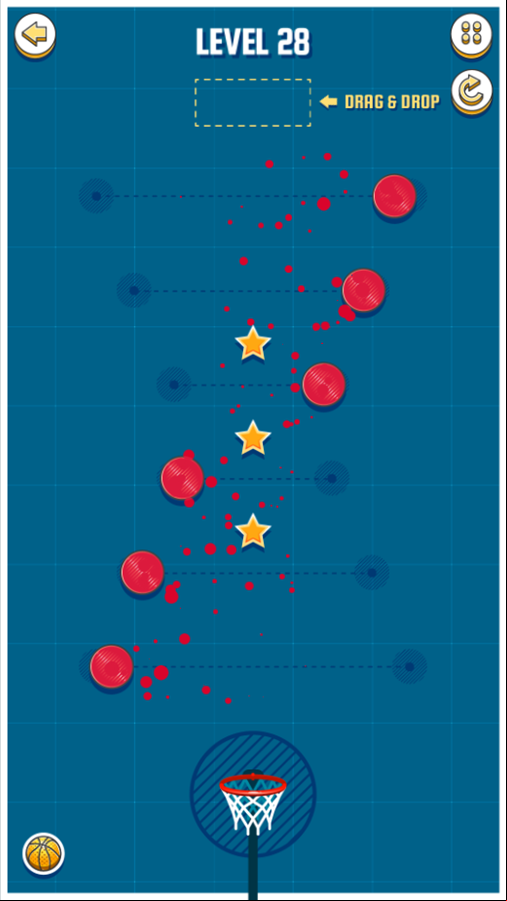 Basket Ball Game Level With Many Red Discs Screenshot.