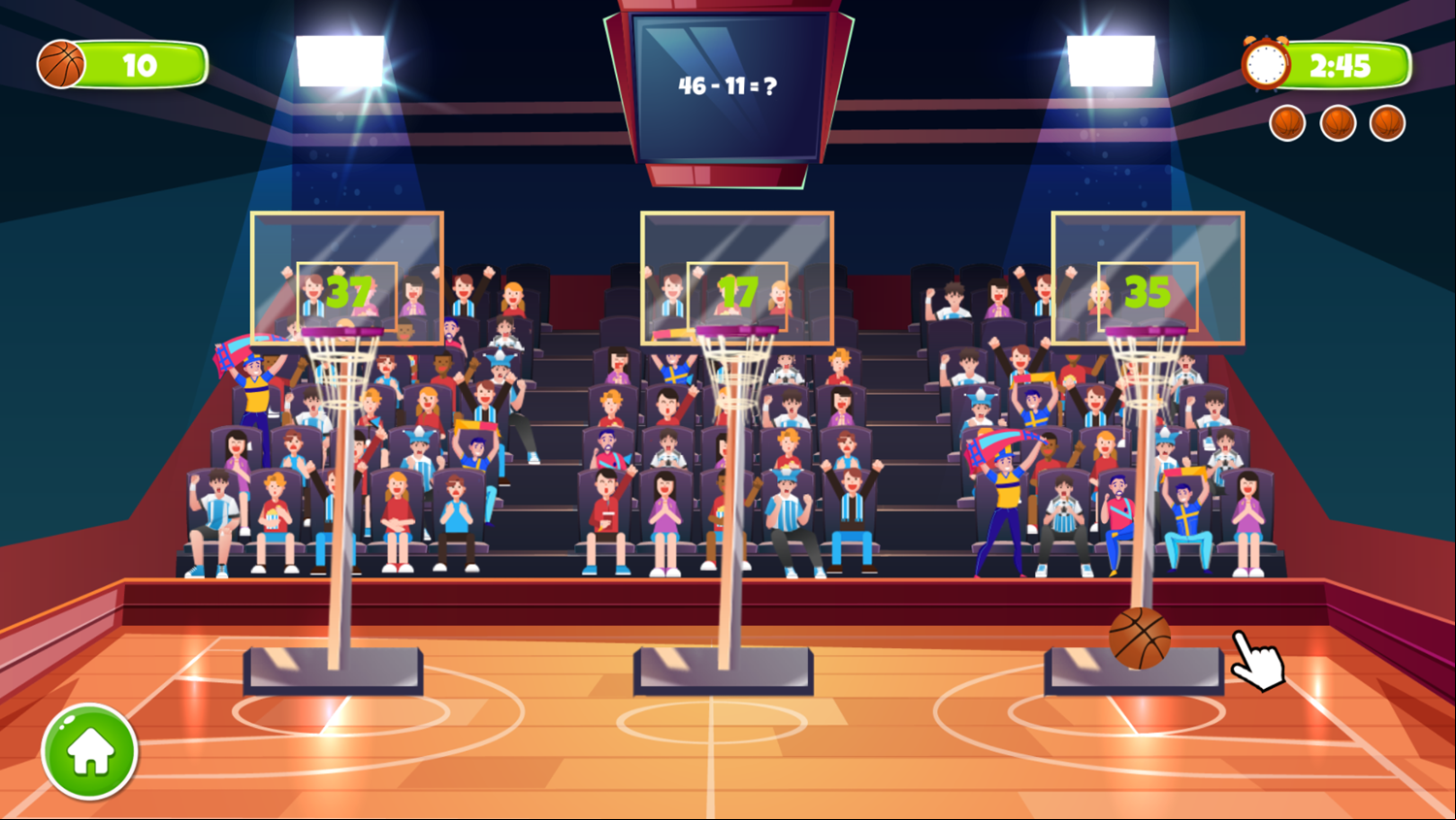 Basket Goal Math Game Answer Screenshot.