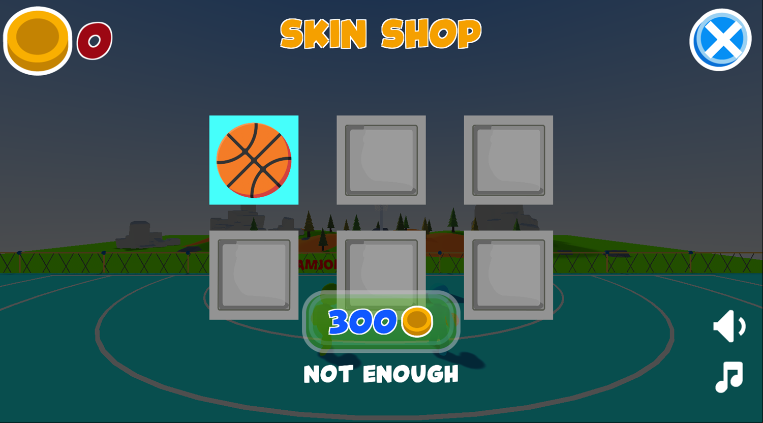 Basket Shoot Game Skin Shop Screenshot.