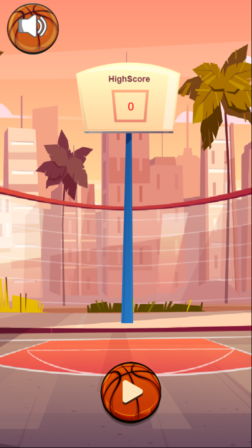 Basketball Catch Game Welcome Screen Screenshot.