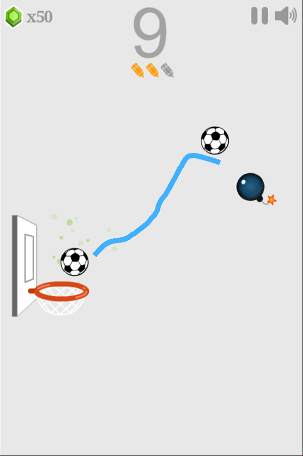 Basketball Line Game Two Balls and a Bomb Screenshot.