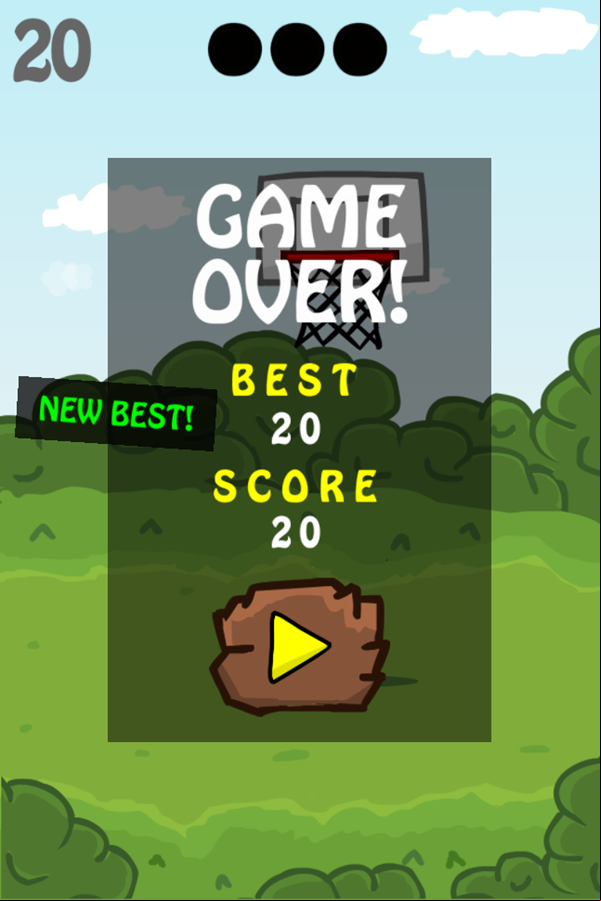Basketball Shots Game Over Screenshot.
