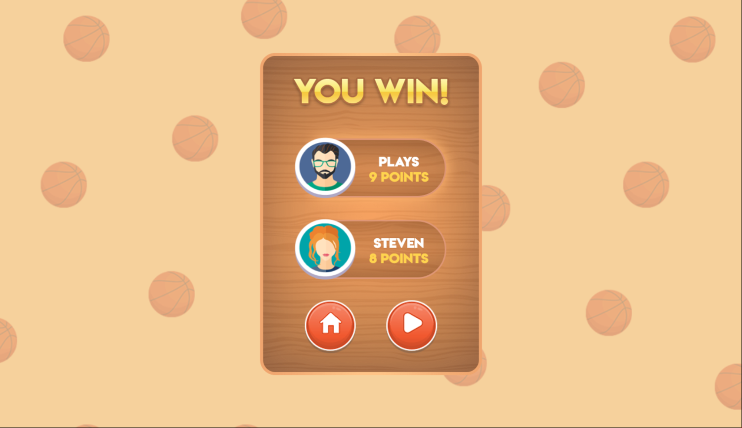 Basketball With Buddies Game Win Screenshot.