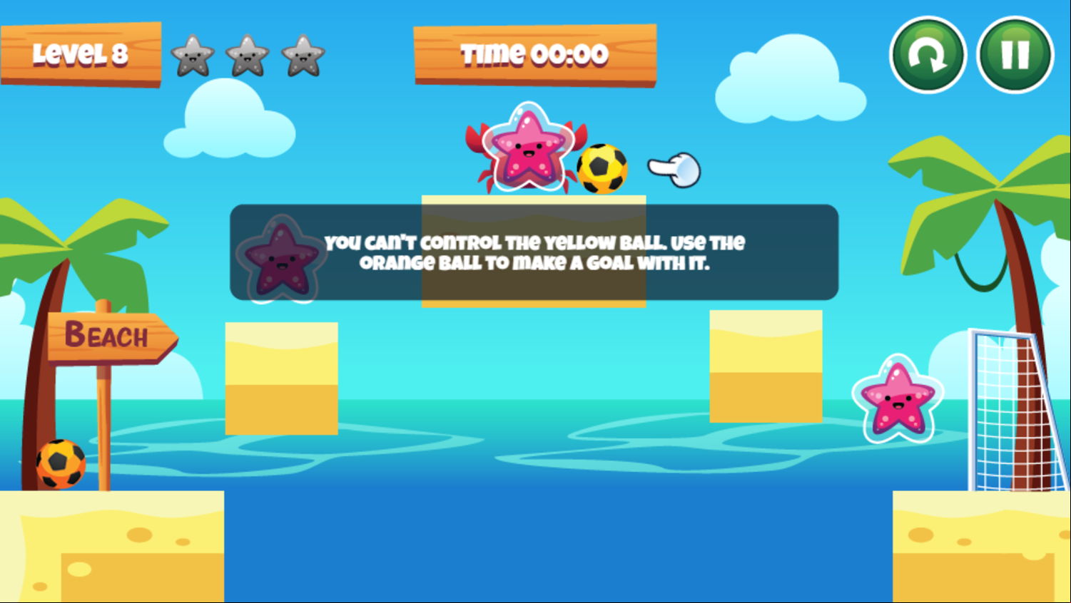 Beach Soccer Game Yellow Ball Info Screenshot.