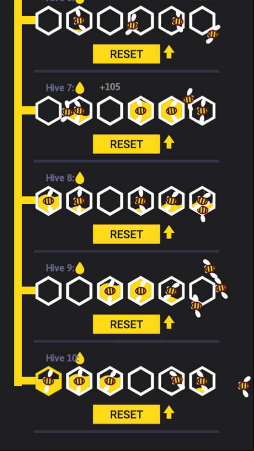 Bee Game All Hives Unlocked and Upgraded Screenshot.