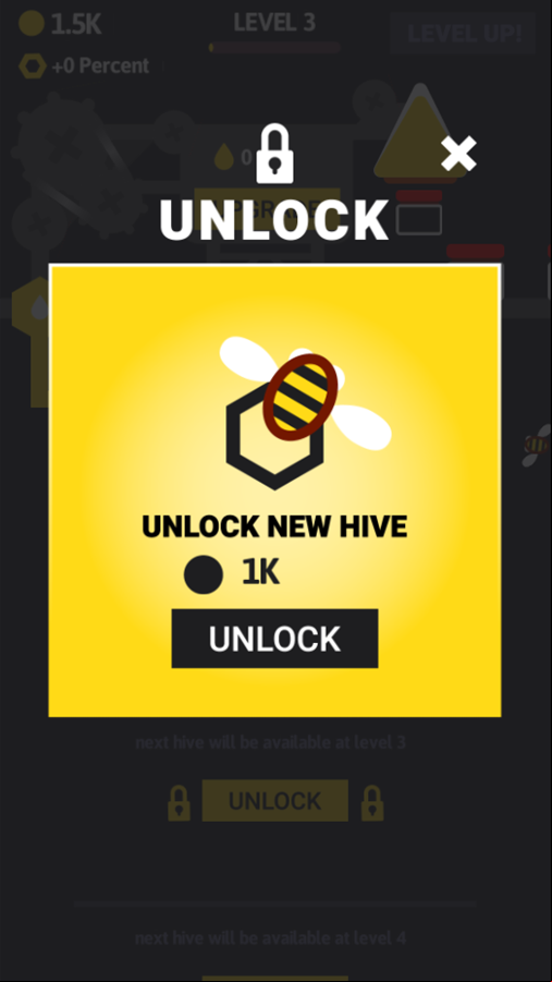 Bee Game Unlock New Hive Screen Screenshot.
