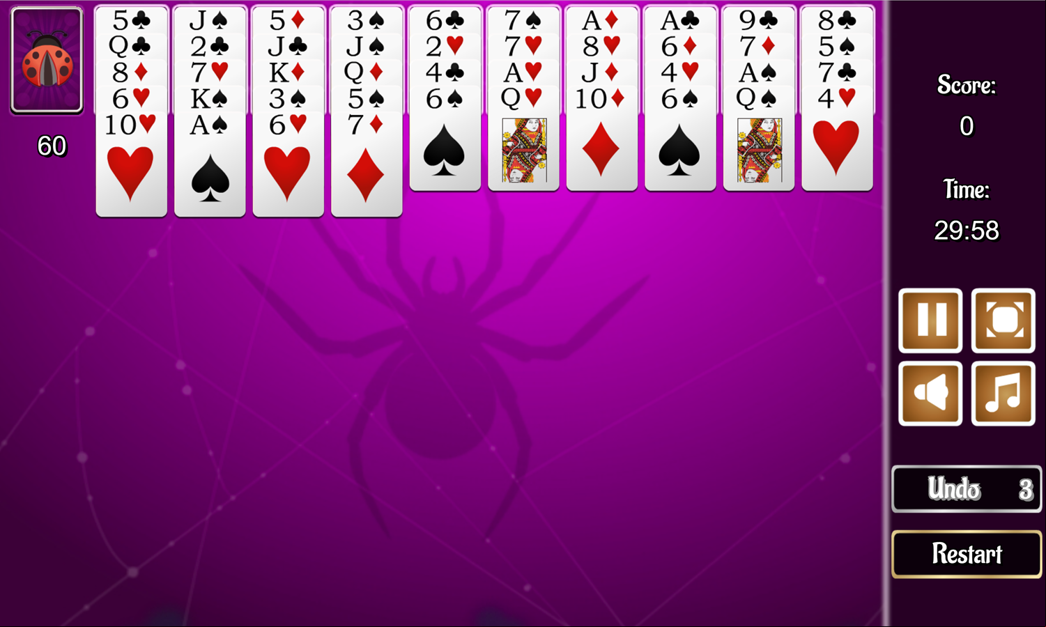Beetle Solitaire Game Screenshot.