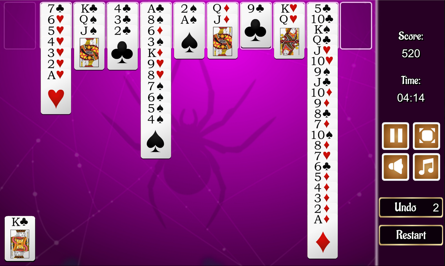 Beetle Solitaire Gameplay Screen Screenshot.