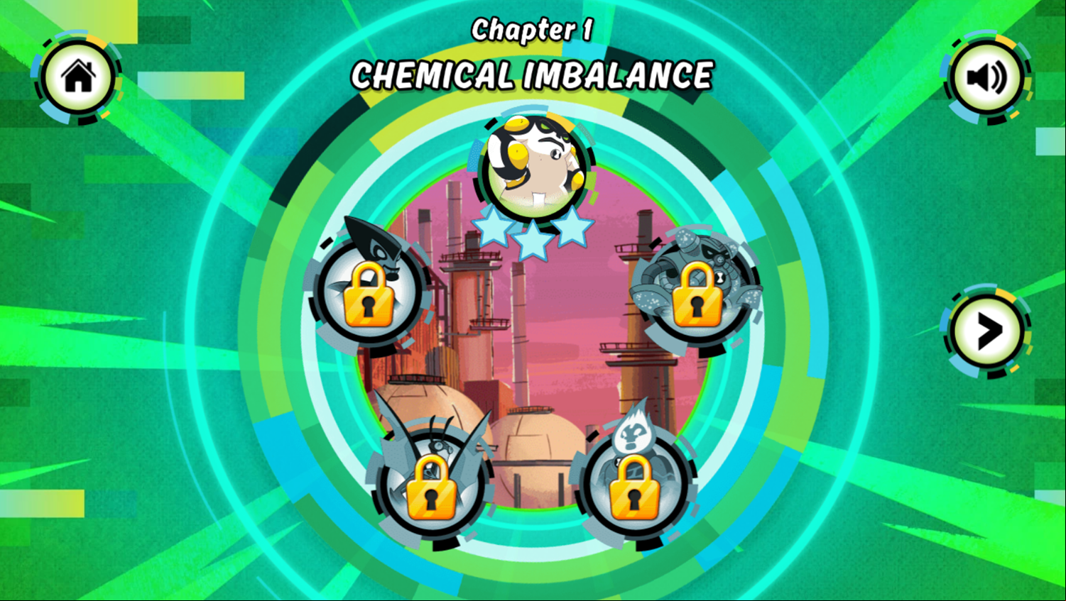 Ben 10 Hero Time Game Level Select Screenshot.