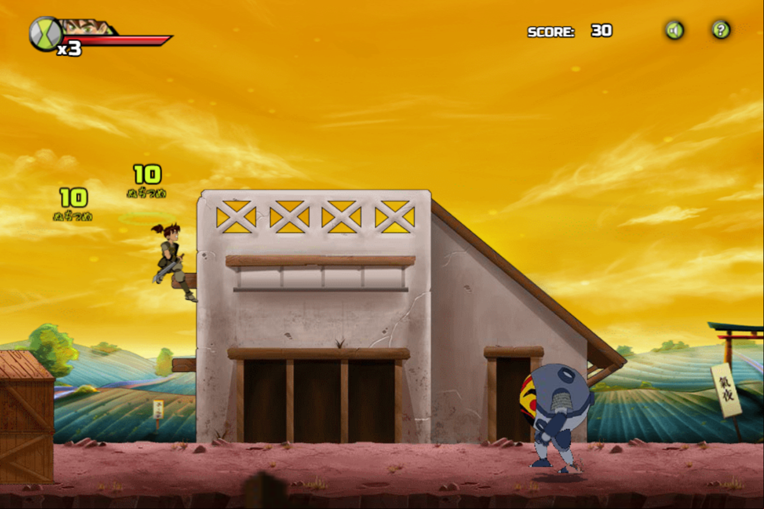 Ben 10 Samurai Warrior Game Platforming Screenshot.