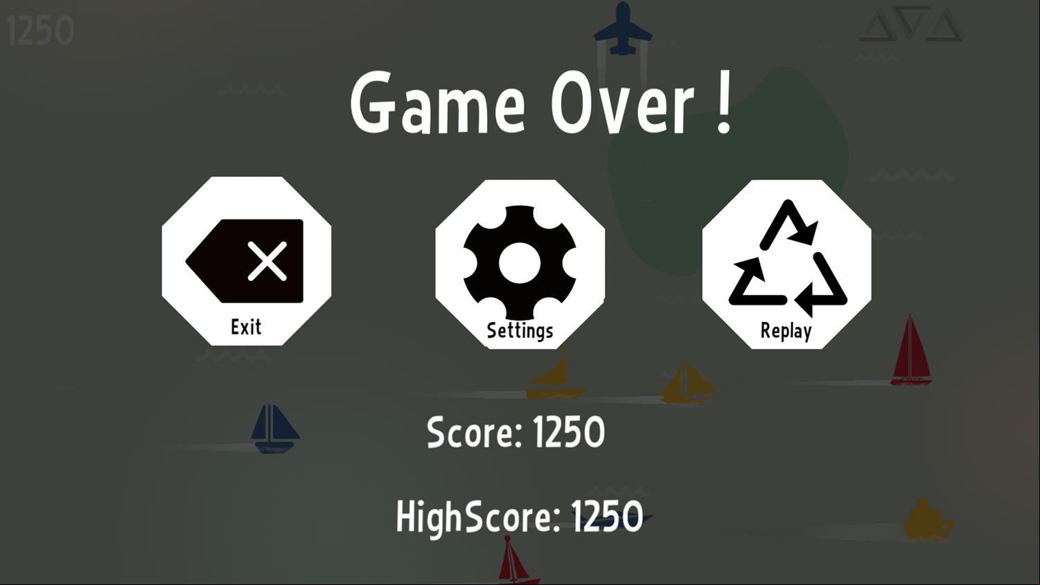 Bermuda Triangle Game Over Screenshot.