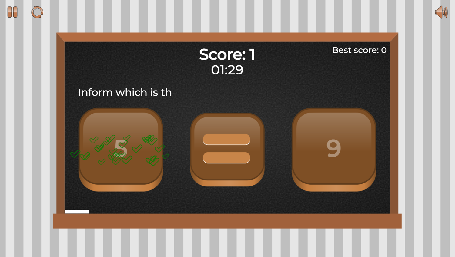 Biggest, Smallest, or Equal Game Answer Screenshot.