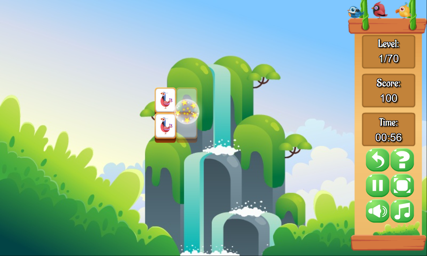 Birds Kyodai Game Play Screenshot.