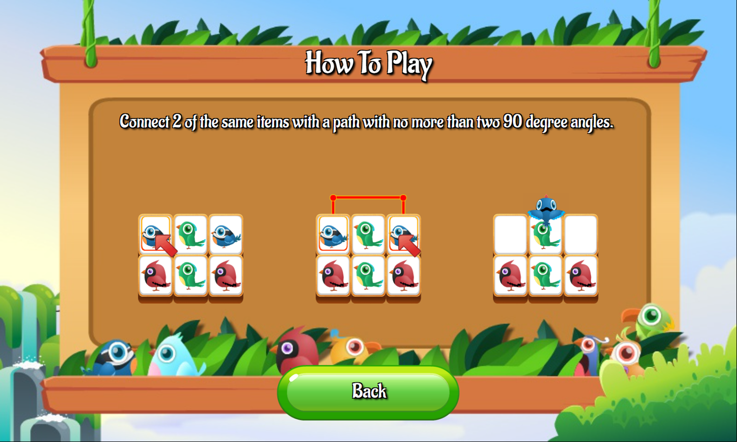 Birds Kyodai Game How To Play Screenshot.