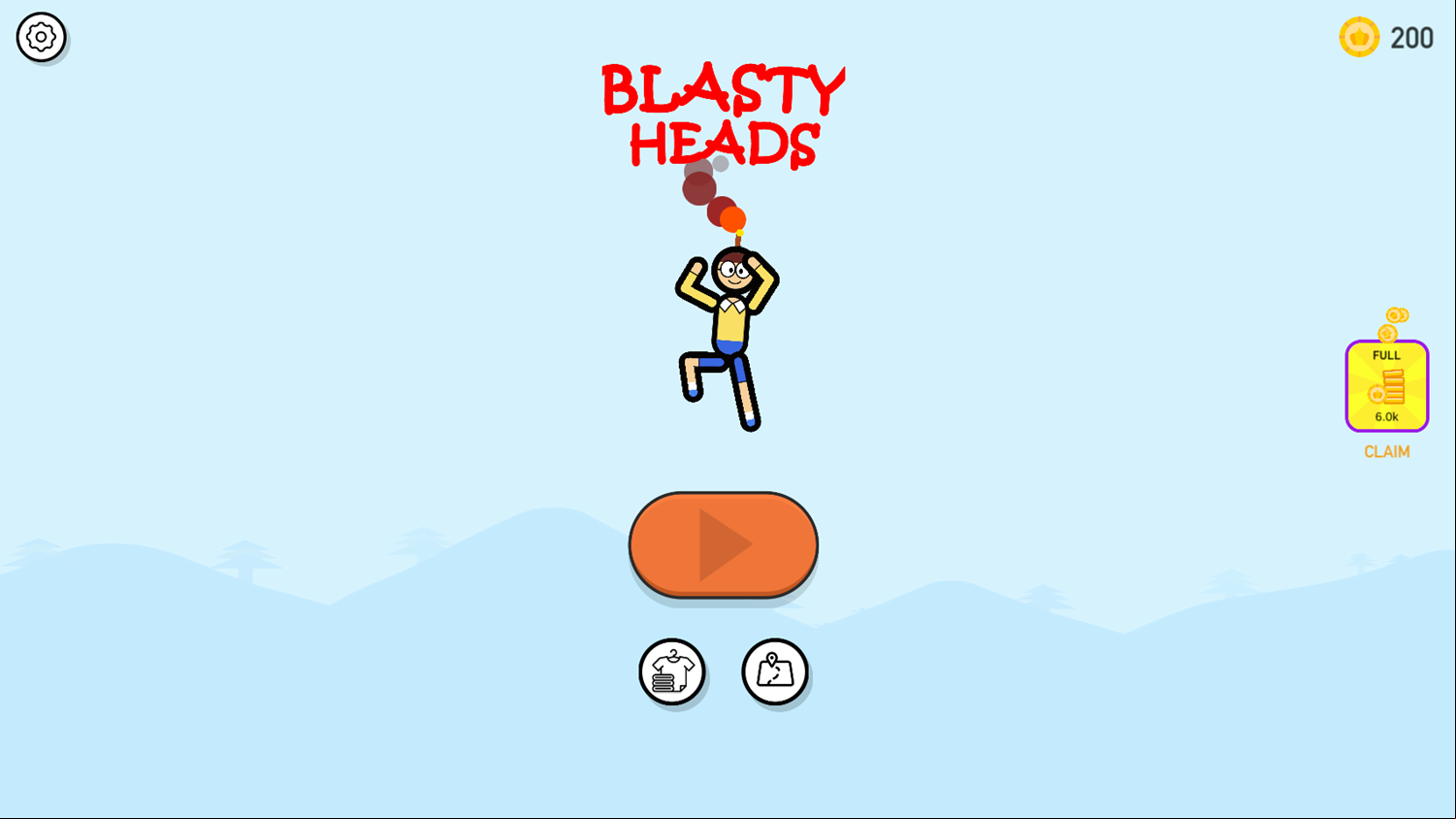 Blasty Heads Game Welcome Screen Screenshot.