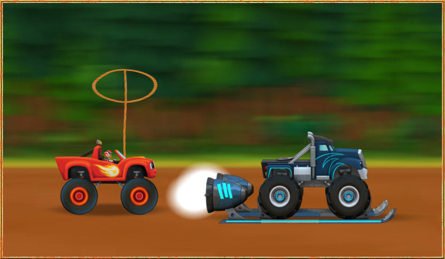Blaze and the Monster Machines Mud Mountain Rescue Truck Wrangling Game Screenshot.