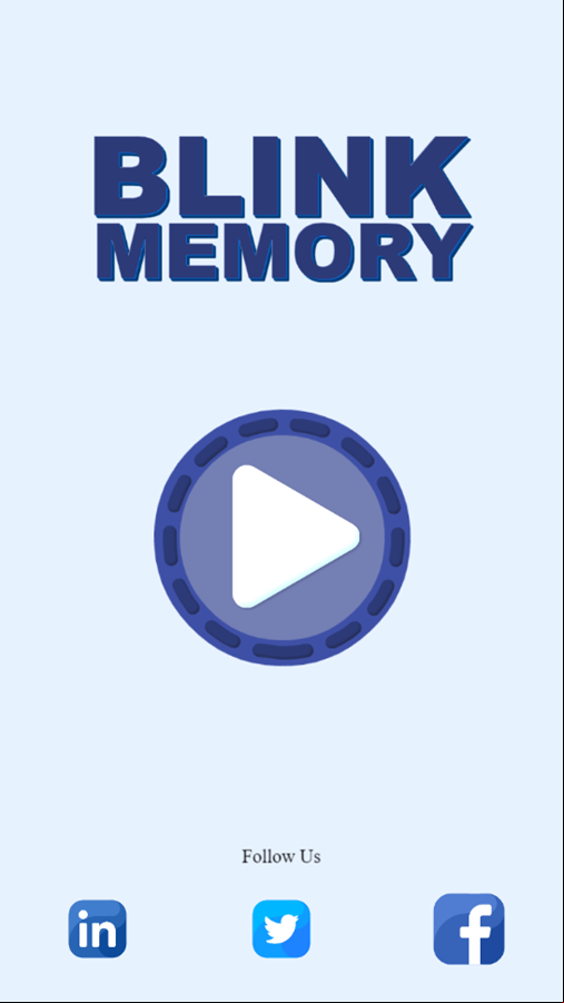 Blink Memory Game Welcome Screen Screenshot.