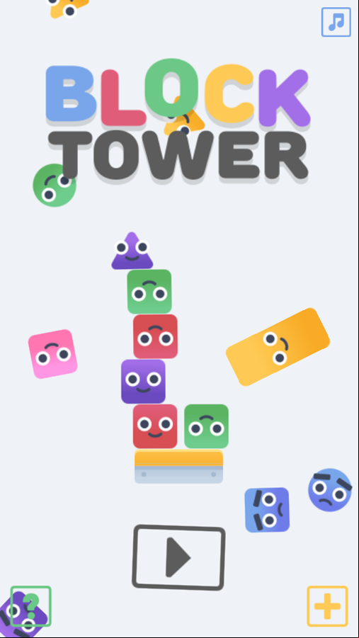 Block Tower Game Welcome Screen Screenshot.