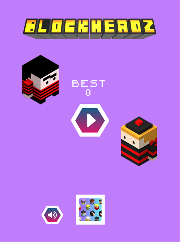 Blockheadz Game Welcome Screen Screenshot.
