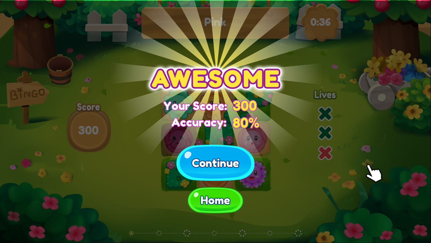 Bloom Me Game Level Beat Screen Screenshot.