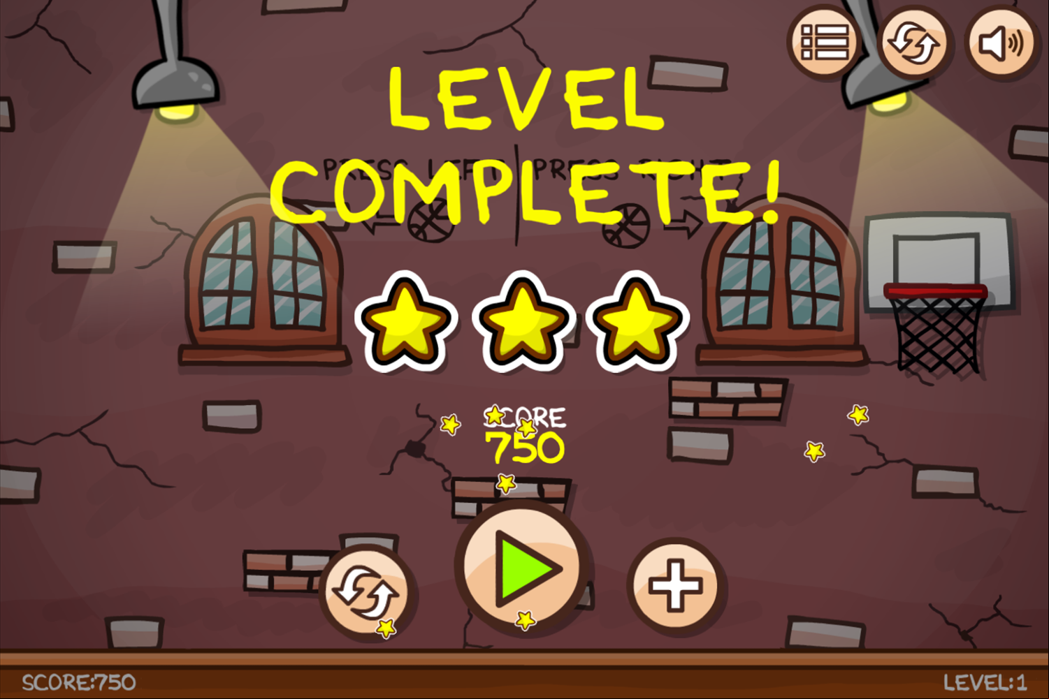 Bouncy Ball Game Level Complete Screen Screenshot.