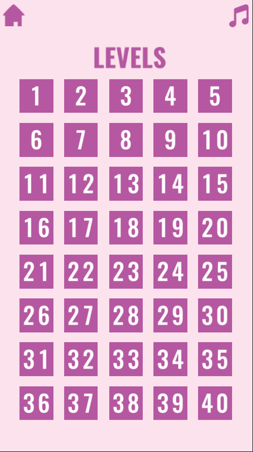 Box Blast Game Level Select Screen Screenshot.