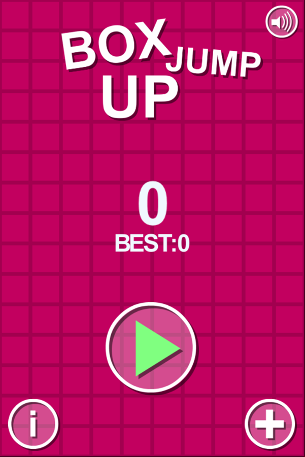Box Jump Up Game Welcome Screen Screenshot.