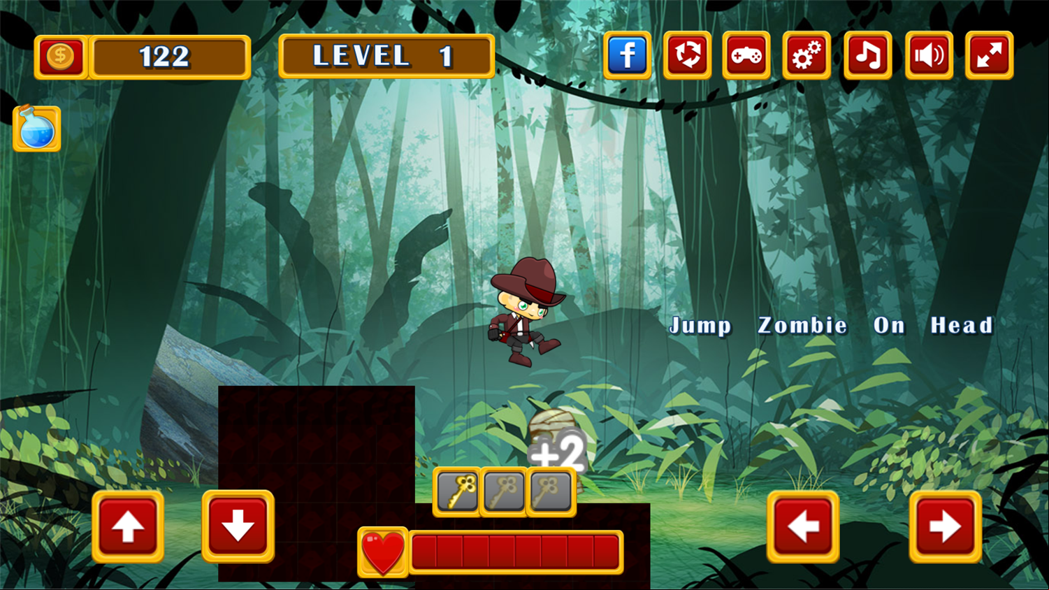 Boy Adventurer Game Jump On Zombie Screenshot.