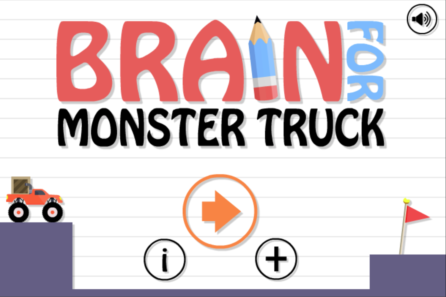 Brain For Monster Truck Game Welcome Screen Screenshot.