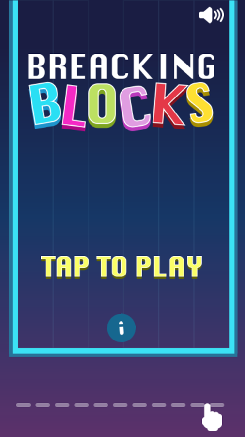 Breacking Blocks Game Welcome Screen Screenshot.