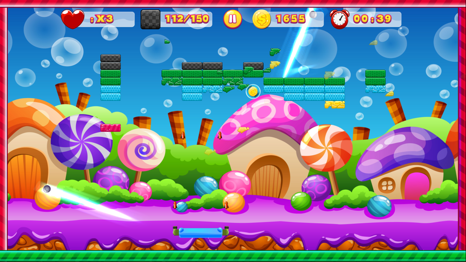 Brickout Game Level Play Screenshot.