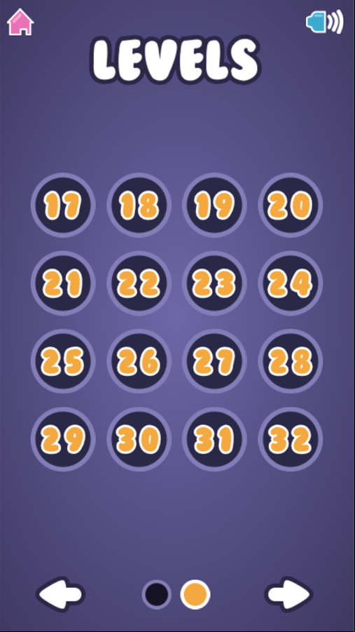 Bricks Master Game Level Select Screen Screenshot.