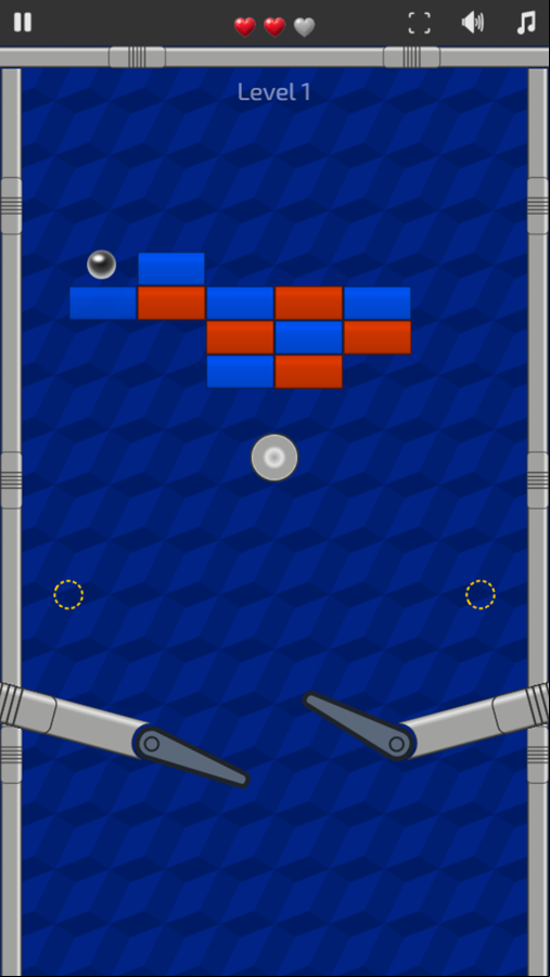 Bricks N Balls Pinball Game Level Play Screenshot.