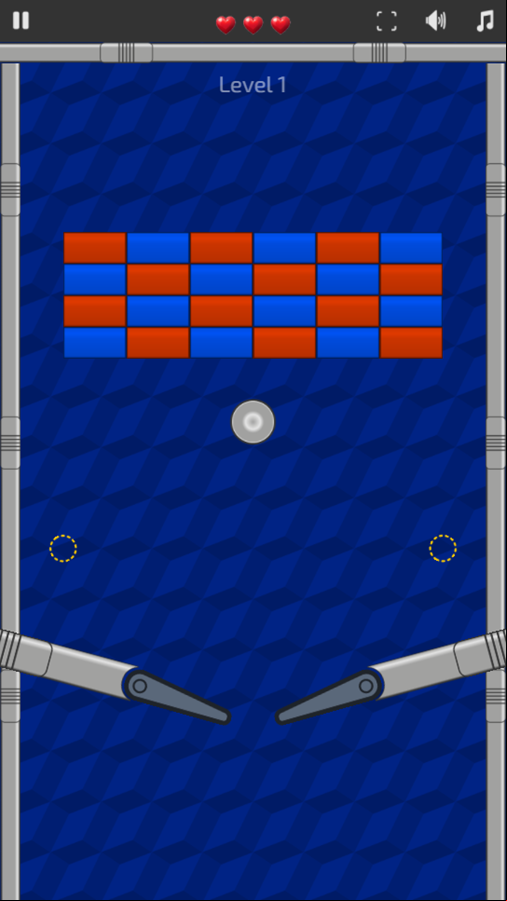 Bricks N Balls Pinball Game Level Start Screenshot.