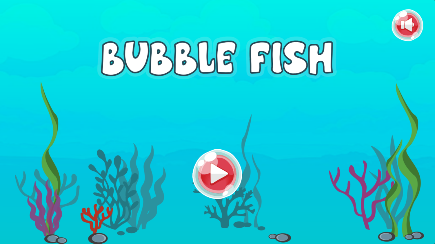 Bubble Fish Game Welcome Screen Screenshot.