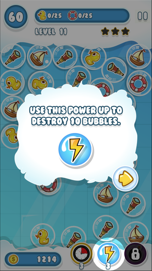 Bubble Pop Game Lightning Power Up Screenshot.