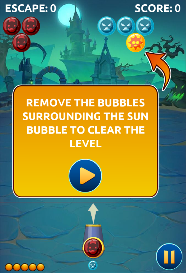 Bubble Shooter Game Instructions Screenshot.