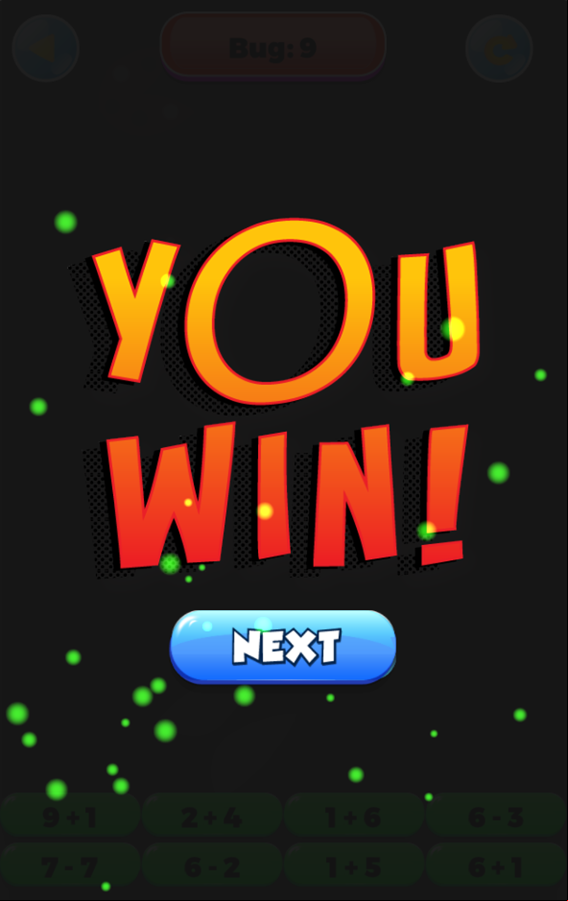 Bug Catcher Game Win Screenshot.