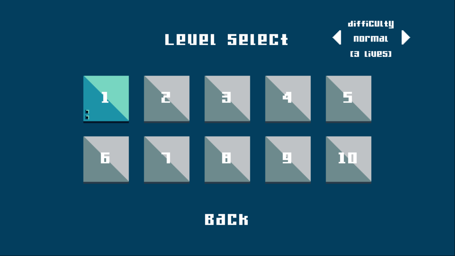 Bullet Hell Game Level Select Screenshot.