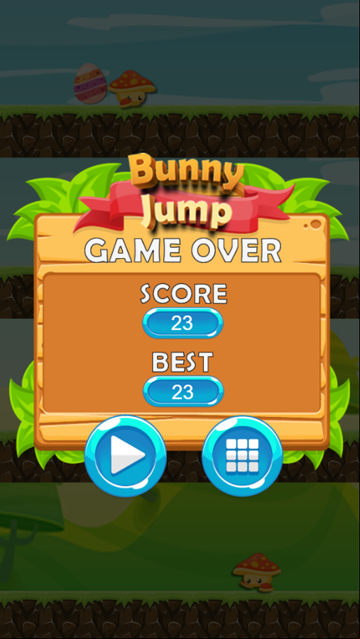 Bunny Jump Game Over Screenshot.