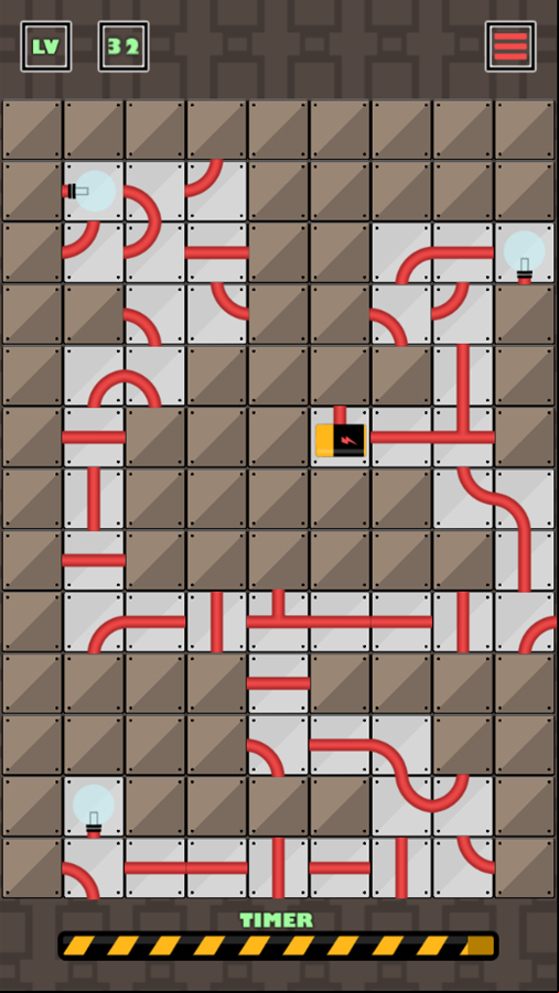 Cable Connector Game Level With 2 T-Junctions Screenshot.
